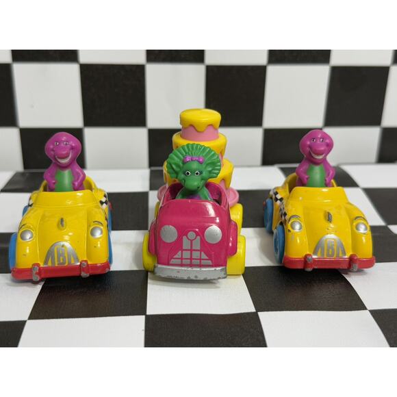 Barney the Dinosaur Baby Bop & Barney Diecast Cake Car Lyons Group 1993 Lot of 3 - Picture 3 of 7